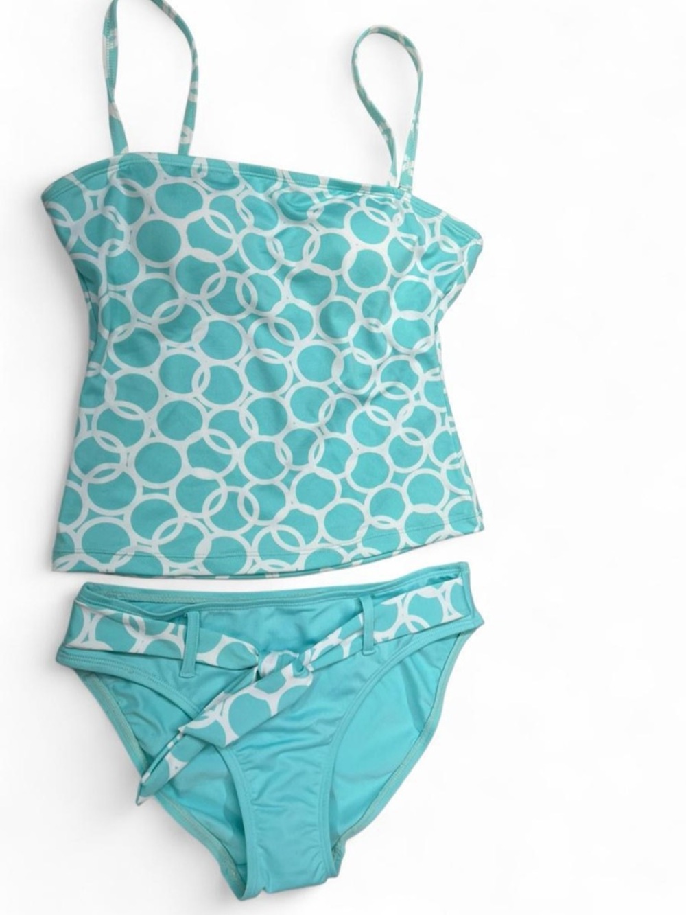 Jag Jeans Turquoise & White Ring-Print Tankini Set
